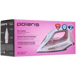 Утюг Polaris PIR 2497AK розовый [2400 Вт, фиксация на базе, подошва - керамика, пар 45 г/мин, паровой удар 145 г/мин, самоочистка, антикапля, автоотключение] 10145 - фото 226